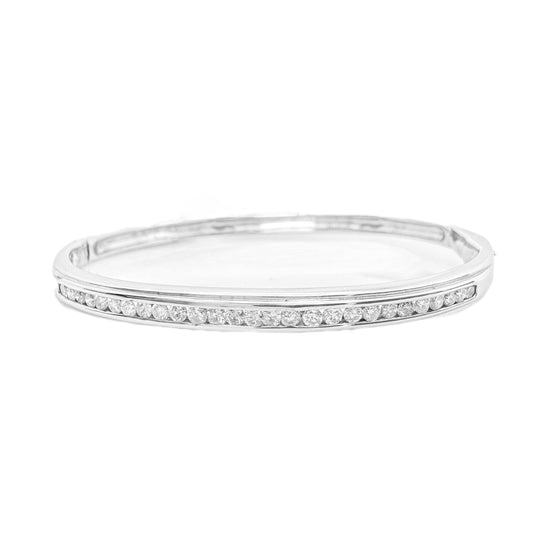 9ct White Gold Diamond Bangle