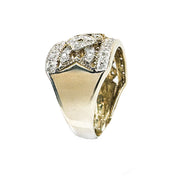 9ct Yellow Gold Wide Diamond Patterned Ring