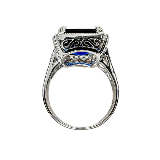 Sterling Silver Blue Solitaire Statement Ring
