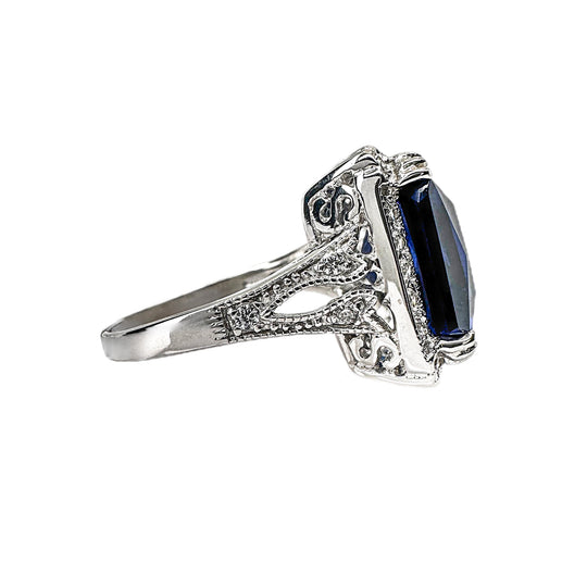 Sterling Silver Blue Solitaire Statement Ring
