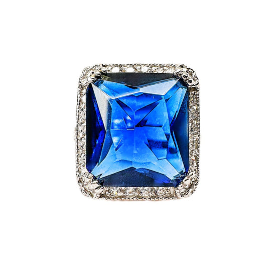 Sterling Silver Blue Solitaire Statement Ring
