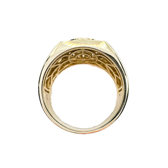 9ct Yellow Gold Round Diamond Mens Rings