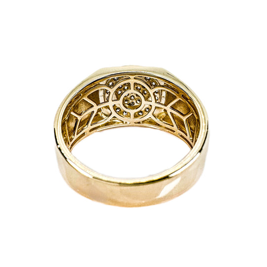 9ct Yellow Gold Round Diamond Mens Rings