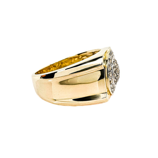 9ct Yellow Gold Round Diamond Mens Rings