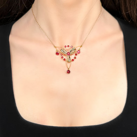 9ct Antique Doublet & Pearl Necklet