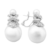 18ct White Gold South Sea Pearl Drop Earrings
