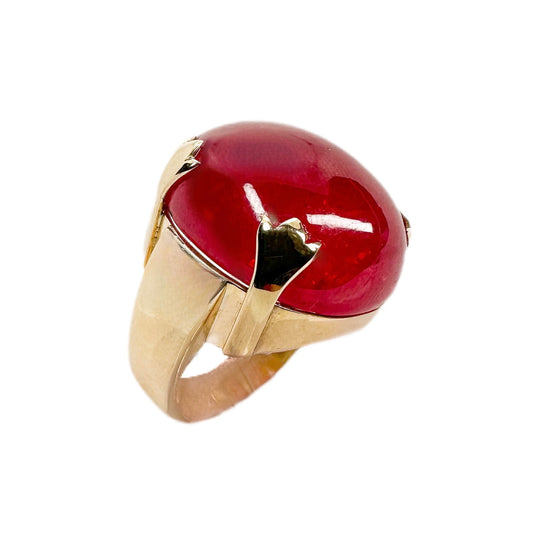 9ct Yellow Gold Created Ruby Ring