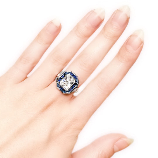 Sterling Silver Art Deco Cubic Zirconia Ring