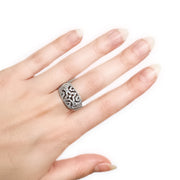 Sterling Silver Star Patterned Dress Ring