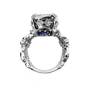 Sterling Silver Blue Radiant Cut Cubic Zirconia Ring