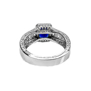 Sapphire Blue Radiant Cut Sterling Silver Ring