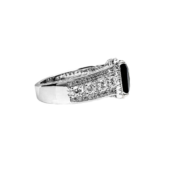 Sapphire Blue Radiant Cut Sterling Silver Ring