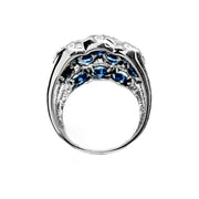 Sterling Silver Wide Blue Marquise Dress Ring