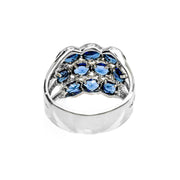 Sterling Silver Wide Blue Marquise Dress Ring