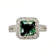 18ct White Gold Green Sapphire & Diamond Ring