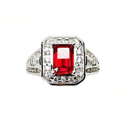 9ct White Gold Created Ruby & Diamond Ring | CG Jewellery