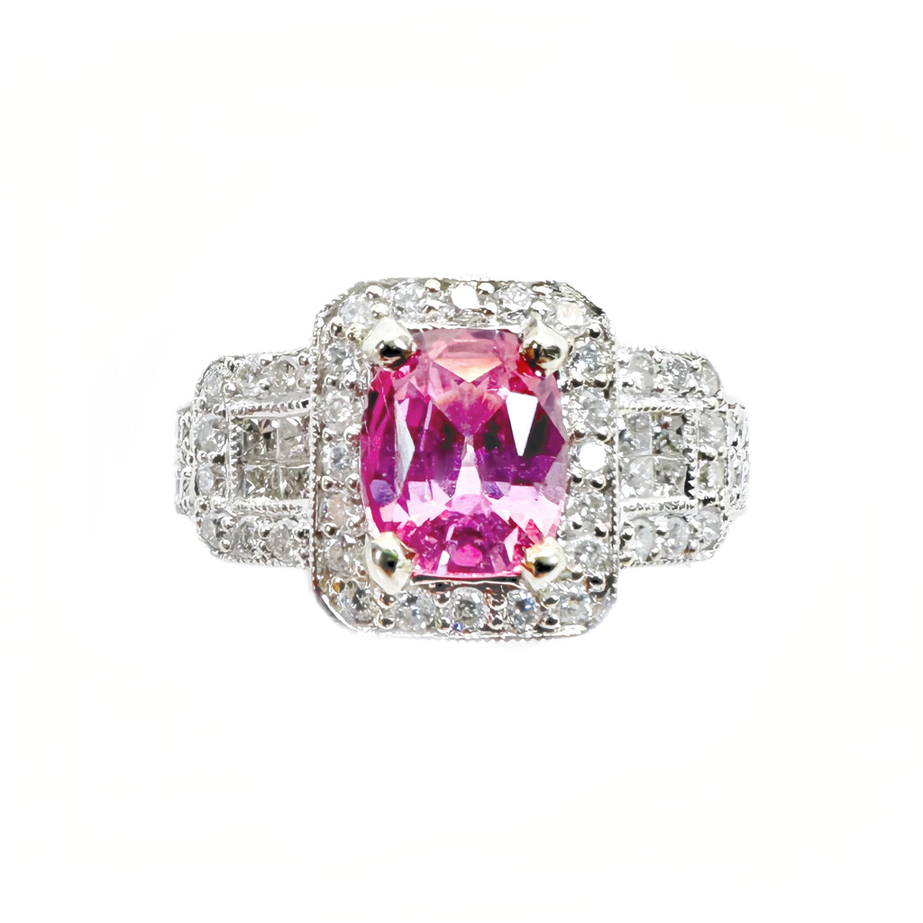 Cushion cut deals pink sapphire ring