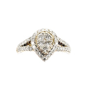 9ct Yellow Gold Halo Pear Cluster Diamond Ring