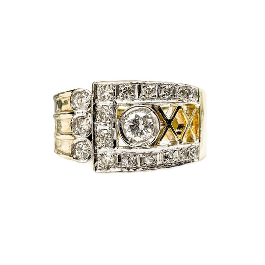 18ct Yellow Gold Wide-Band Diamond Ring
