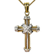 18ct Yellow & White Gold Diamond Cross Pendant 
