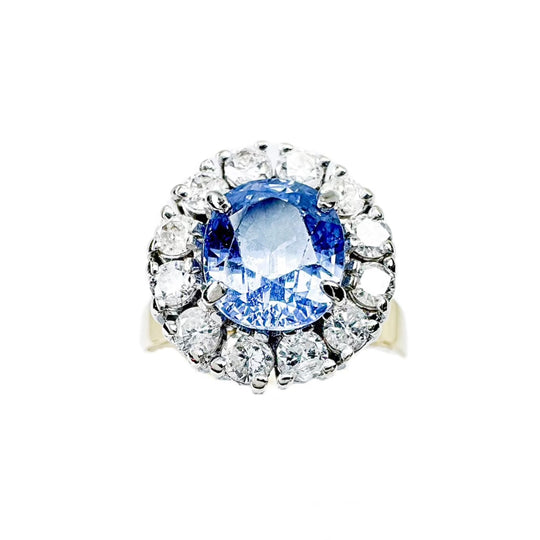 18ct Yellow Gold Ceylon Sapphire Diamond Ring