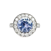 Platinum Ceylon Sapphire & Diamond Ring