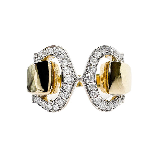 18ct Yellow Gold & Diamond CC Style Ring