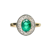 9ct Yellow Gold Created Emerald & Diamond Ring