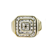 9ct Yellow Gold Square Diamond Mens Ring