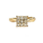 9ct Yellow Gold Diamond Square Top Ring