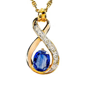14ct Yellow Gold Sapphire & Diamond Pendant