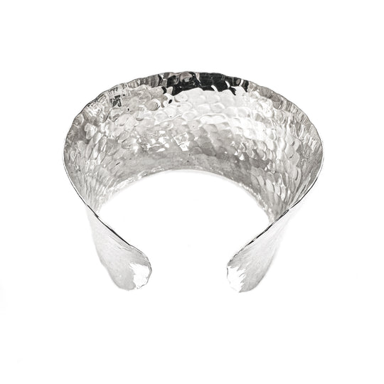 Sterling Silver Open Hammered Finish Cuff 