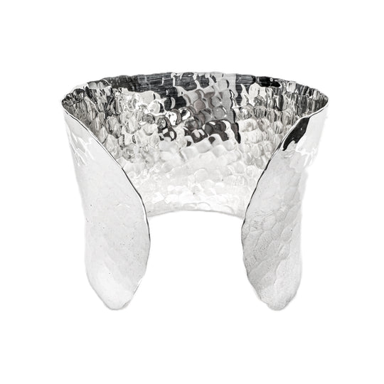 Sterling Silver Open Hammered Finish Cuff 