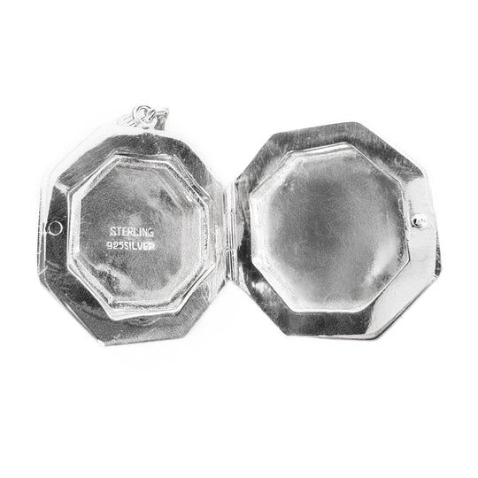 Sterling Silver Octagon Scroll Etched Locket