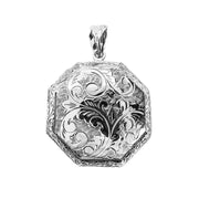 Sterling Silver Octagon Scroll Etched Locket