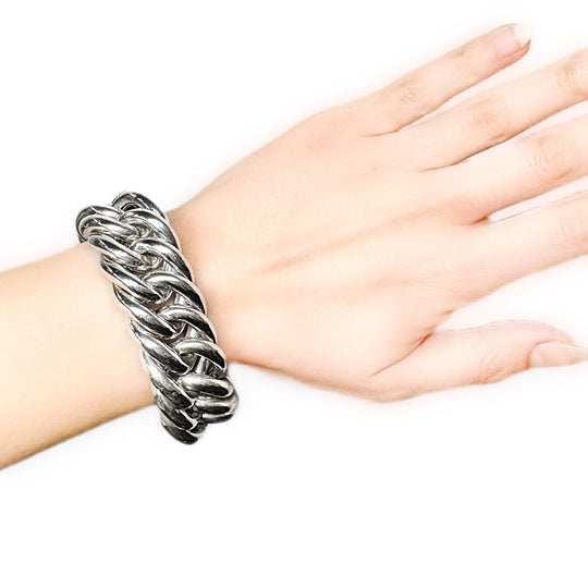 Large Sterling Silver Curb Bracelet