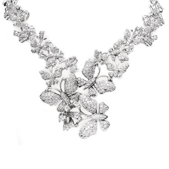 Butterfly Necklace Sterling Silver Cubic Zirconia