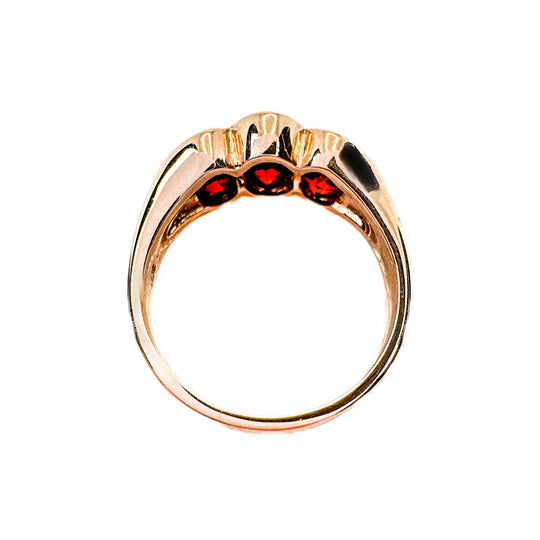 9ct Rose Gold Garnet Trilogy Ring