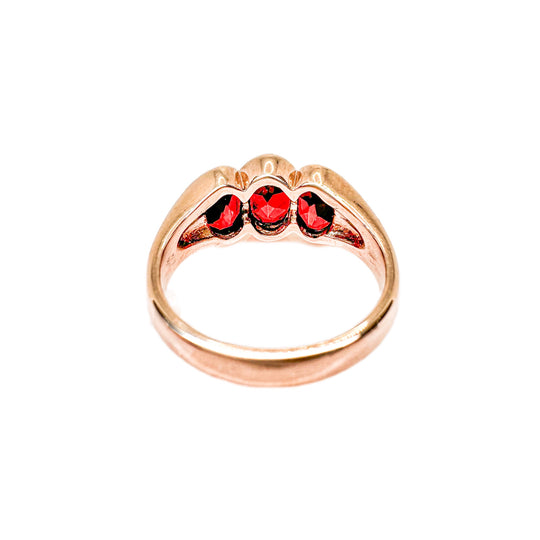 9ct Rose Gold Garnet Trilogy Ring