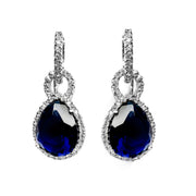 Sterling Silver Blue Pear Drop Cubic Zirconia Earrings 