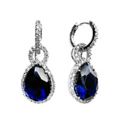 Sterling Silver Blue Pear Drop Cubic Zirconia Earrings 