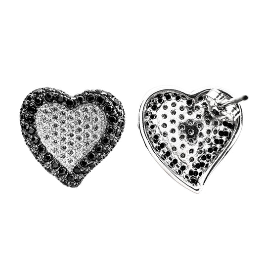 Sterling Silver Cubic Zirconia Heart Stud Earrings