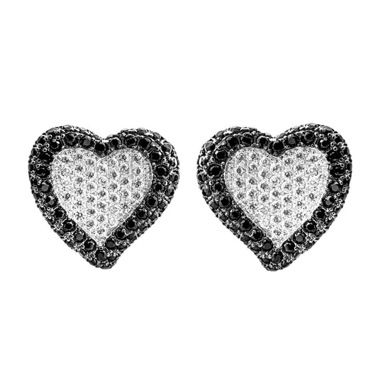 Sterling Silver Cubic Zirconia Heart Stud Earrings