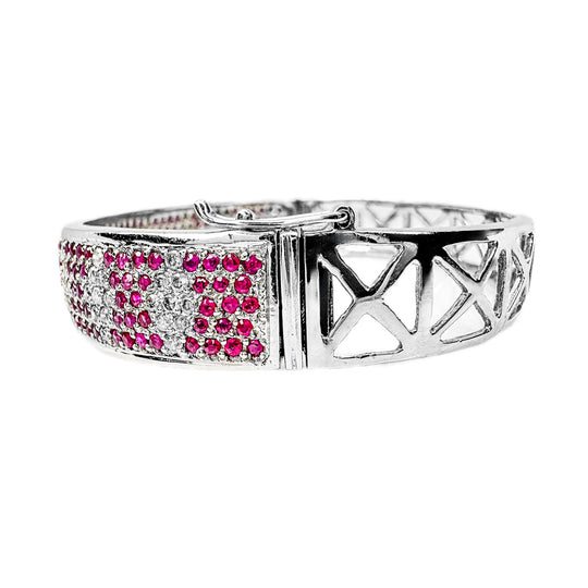 18ct White Gold Ruby & Diamond Bangle