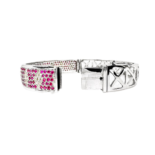 18ct White Gold Ruby & Diamond Bangle