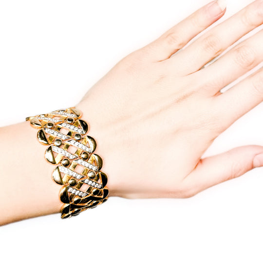 18ct Yellow Gold Wide Lattice Bracelet 