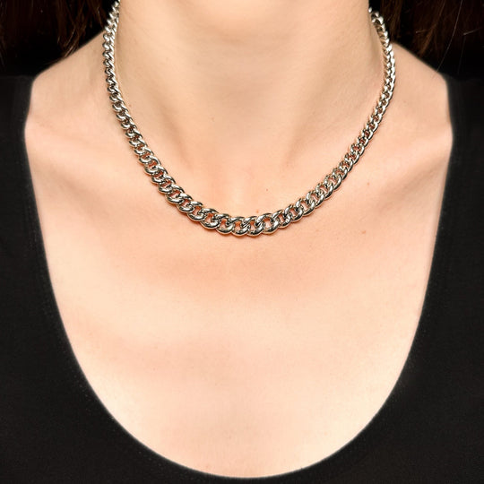 Sterling Silver Graduated Curb Link Chain