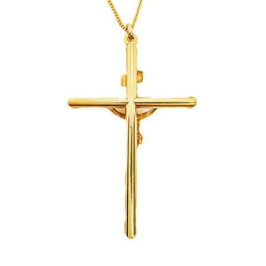 9ct Yellow Gold Tubular Crucifix Cross 