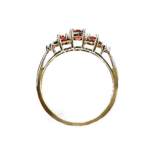 9ct Yellow Gold Garnet & Diamond Ring