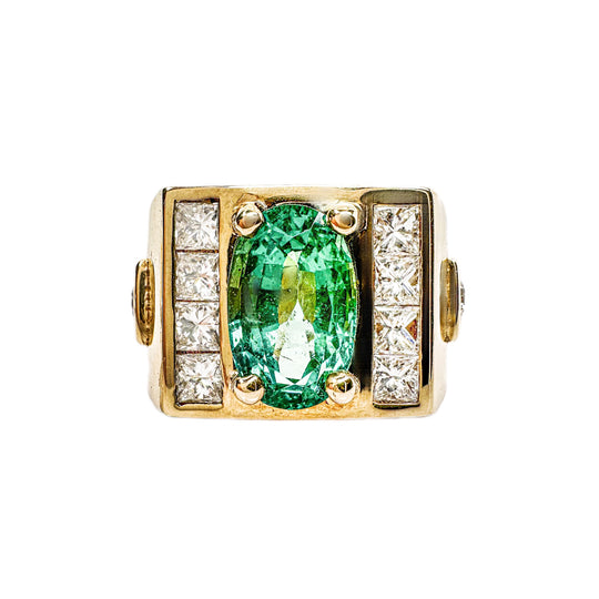 18ct Yellow Gold Emerald & Diamond Ring